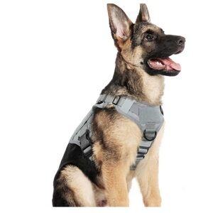 NWOT Tactical Dog Harness Heavy Duty Pet Handle No-Pull Military Vest Gray Large
